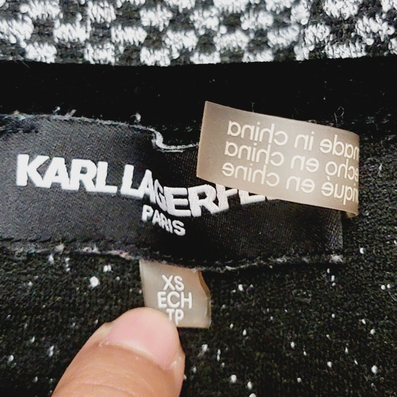 KARL LAGERFELD PARIS Tweed pearl and floral necklace details sweater - Picture 9 of 10